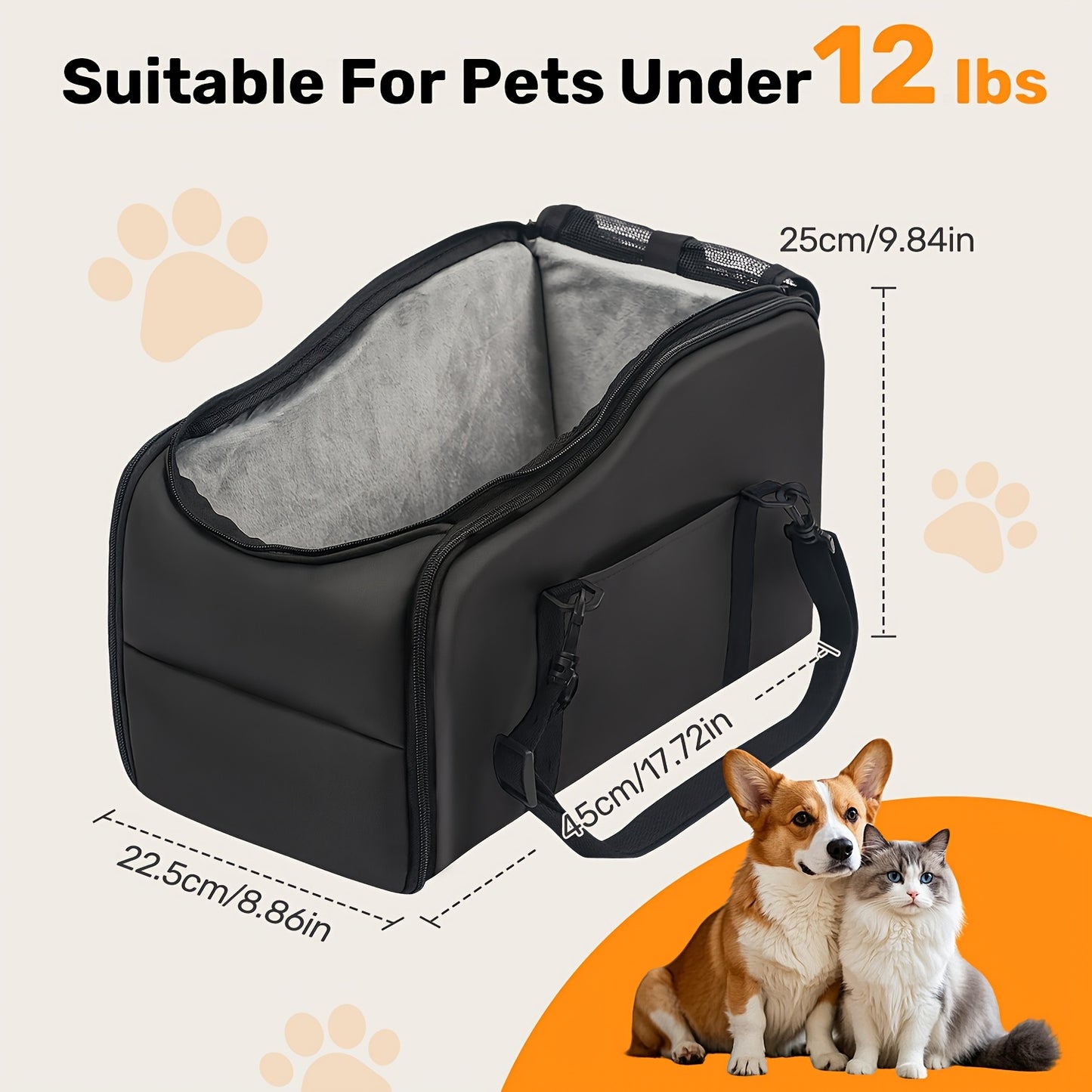 Pet Booster Seat for Cars, Dog Car Carrier with Safety Harness, Central Control Pet Nest, Portable Travel Vehicle Pet Bed for Small Dogs, Cats Easy-Clean & Sturdy Construction | Ideal Gift for Pet Owners