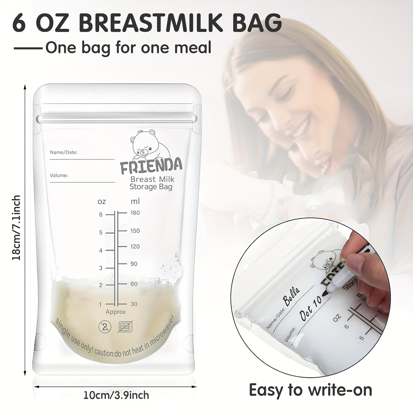 500 Count Breastmilk Storage Bags 6 Oz Breast Milk Bags For Freezing Self Standing Breast Milk Storing Bags For Breastmilk Leak Proof Double Zipper Seal Breastfeeding Storage Container