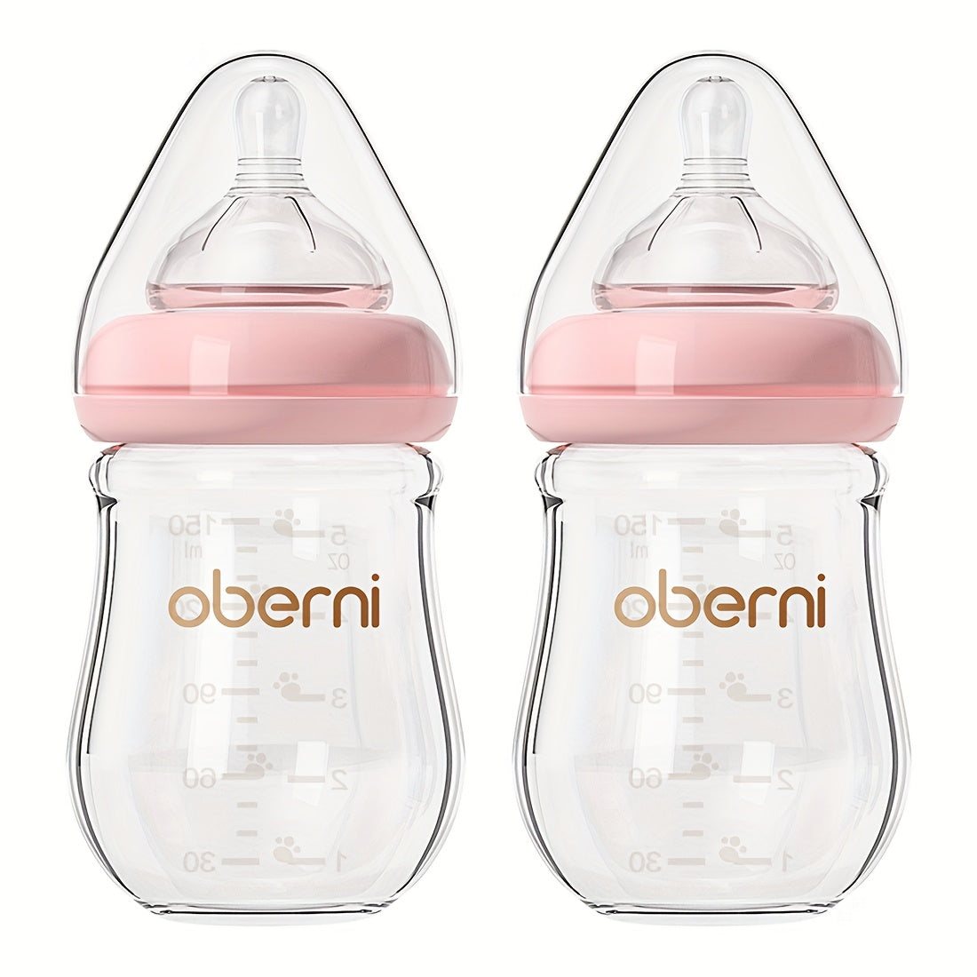 Oberni Glass Baby Bottles, 4.06oz/5.07oz Newborn Feeding Bottle For 0+ Months, BPA & BPS-Free, Baby Breastfeeding Milk Bottle With Slow Flow Nipple, Anti-Colic, Easy To Clean