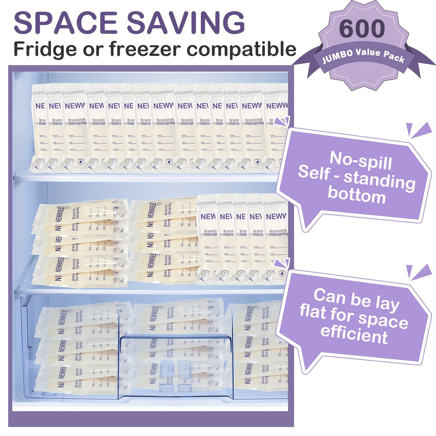 300 Count Breastmilk Storage Bags 8 Oz Breast Milk Storing Bags Milk Storage Bags For Breastfeeding With Pour Double Seal Self Spout Standing Breastmilk Storing Bags