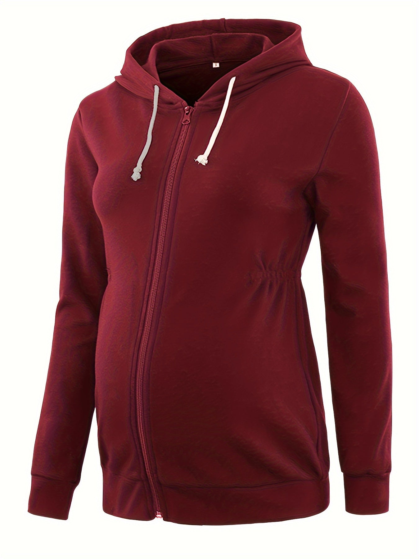 Maternity Tops Cinched-Waist Hoodie Sweatshirts Long Sleeve Pregnancy Clothes