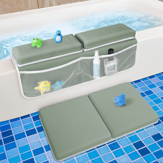 Foam Mat for Parents to Kneel And Rest Elbows While Bathing Their, Featuring Organizer Pockets, Suitable for Large Bathtubs, Quick-Drying, And Non-Slip for Bathing