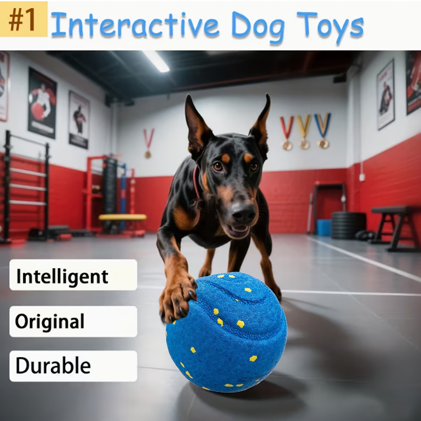 Large Interactive Smart Dog Ball Toy for Medium & Large Dogs | Automatic Moving Rotating Bouncing, Random Rolling Jumping, E-TPU Chew Resistant, Long Battery Life, With Charging Cable & Manual, Ideal for Wooden Floors, Tiles,