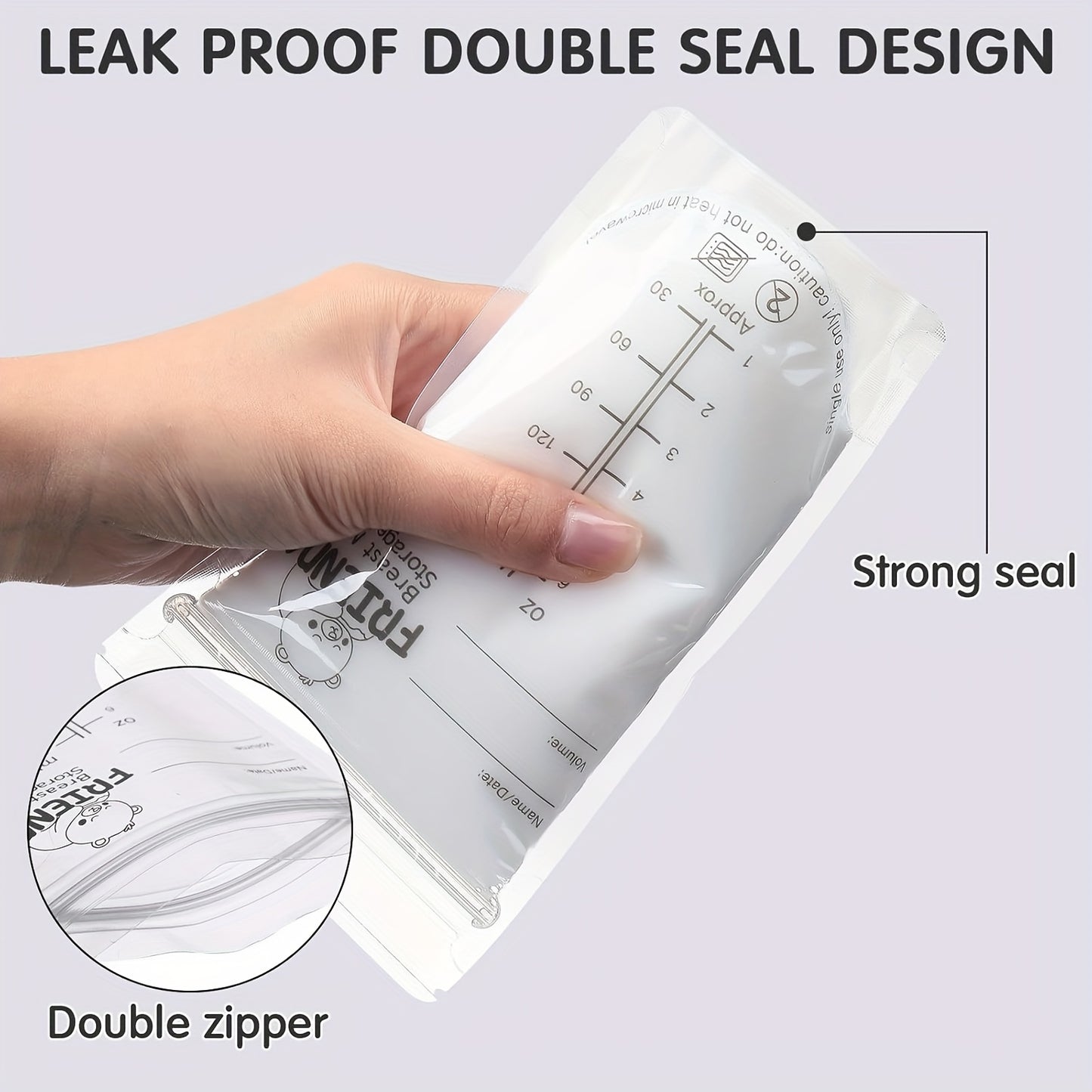 500 Count Breastmilk Storage Bags 6 Oz Breast Milk Bags For Freezing Self Standing Breast Milk Storing Bags For Breastmilk Leak Proof Double Zipper Seal Breastfeeding Storage Container