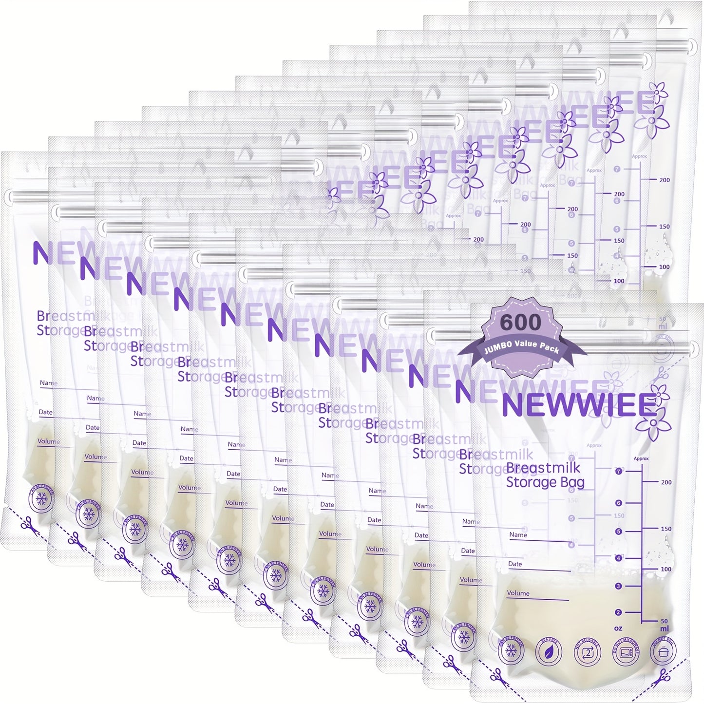 300 Count Breastmilk Storage Bags 8 Oz Breast Milk Storing Bags Milk Storage Bags For Breastfeeding With Pour Double Seal Self Spout Standing Breastmilk Storing Bags
