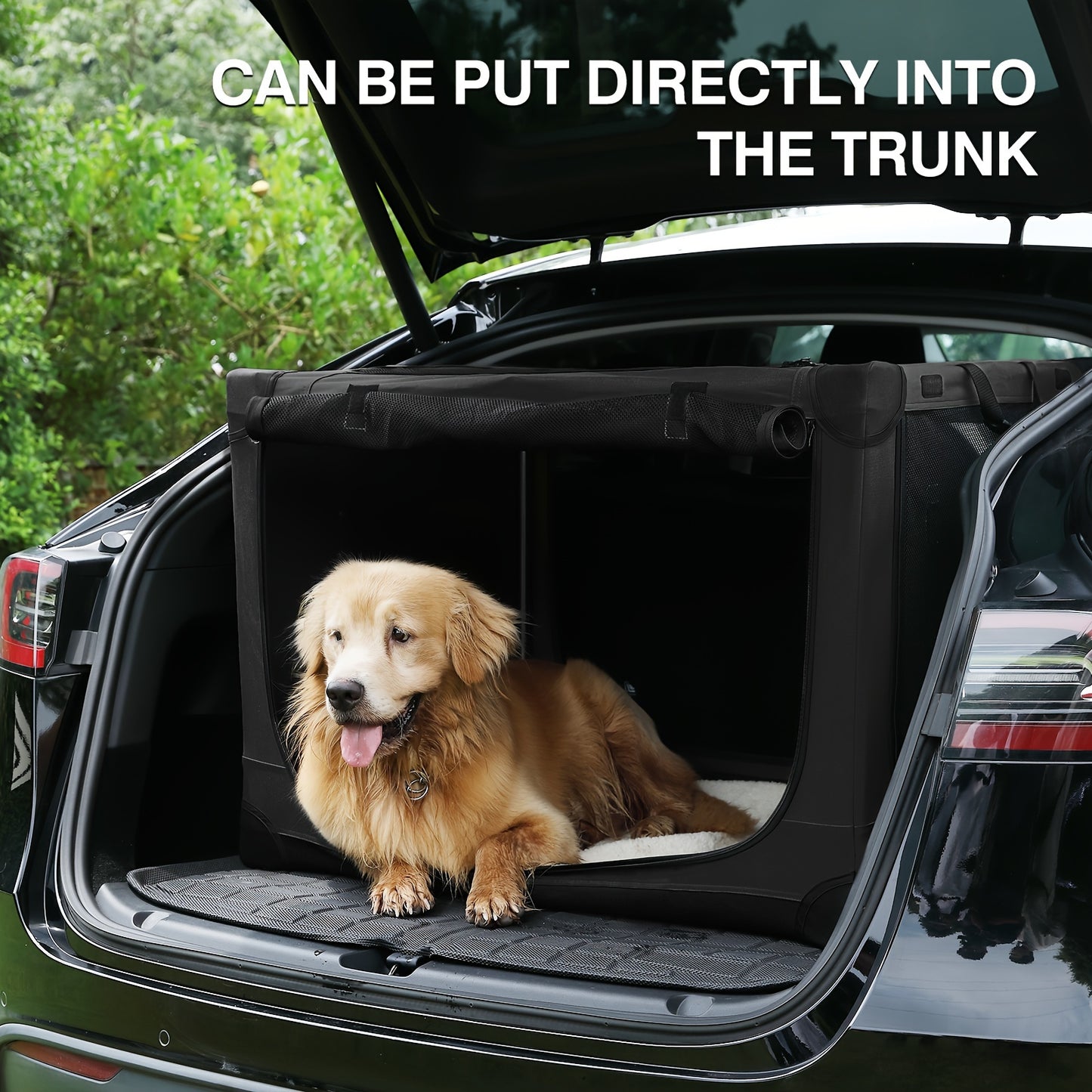 30/36/42 Inch Collapsible Travel Dog Crate, Halloween Or Christmas Gift, for Medium Large Dogs, Portable Dog Crate 4-Door Foldable Soft Kennel with Chew-Proof Mesh Windows for Indoor & Outdoor Travel, with Storage Bag (black)
