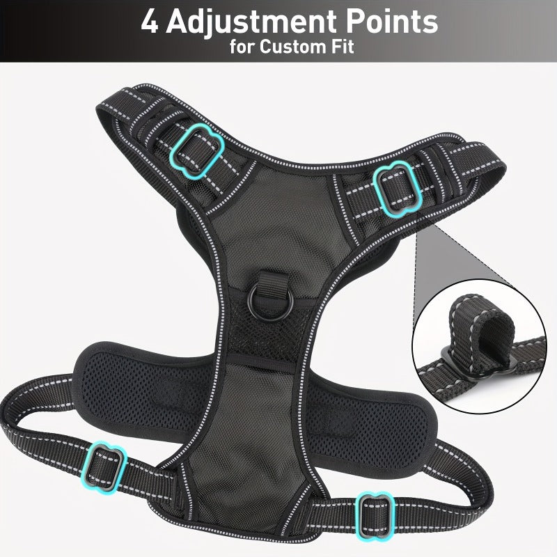 JOYTALE Adjustable Reflective Oxford Dog Harness and Rope Set | Easy Control for Medium to Large Dogs, Includes Free Heavy 5-Foot Dog Rope
