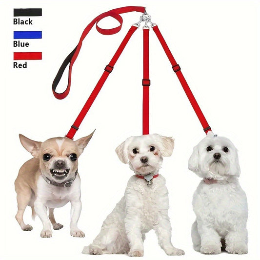3-Way Dog Leash | Adjustable Nylon Harness for Car Travel, Hiking, and Camping | Pull-Free Design with Comfort Grip | Multiple Color Options | Safety Clip Attachment for Safe Outdoor Walks and Car Safety Gear | Durable Nylon