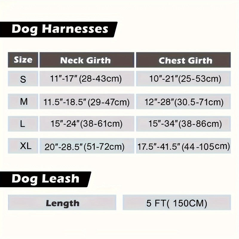 JOYTALE Adjustable Reflective Oxford Dog Harness and Rope Set | Easy Control for Medium to Large Dogs, Includes Free Heavy 5-Foot Dog Rope