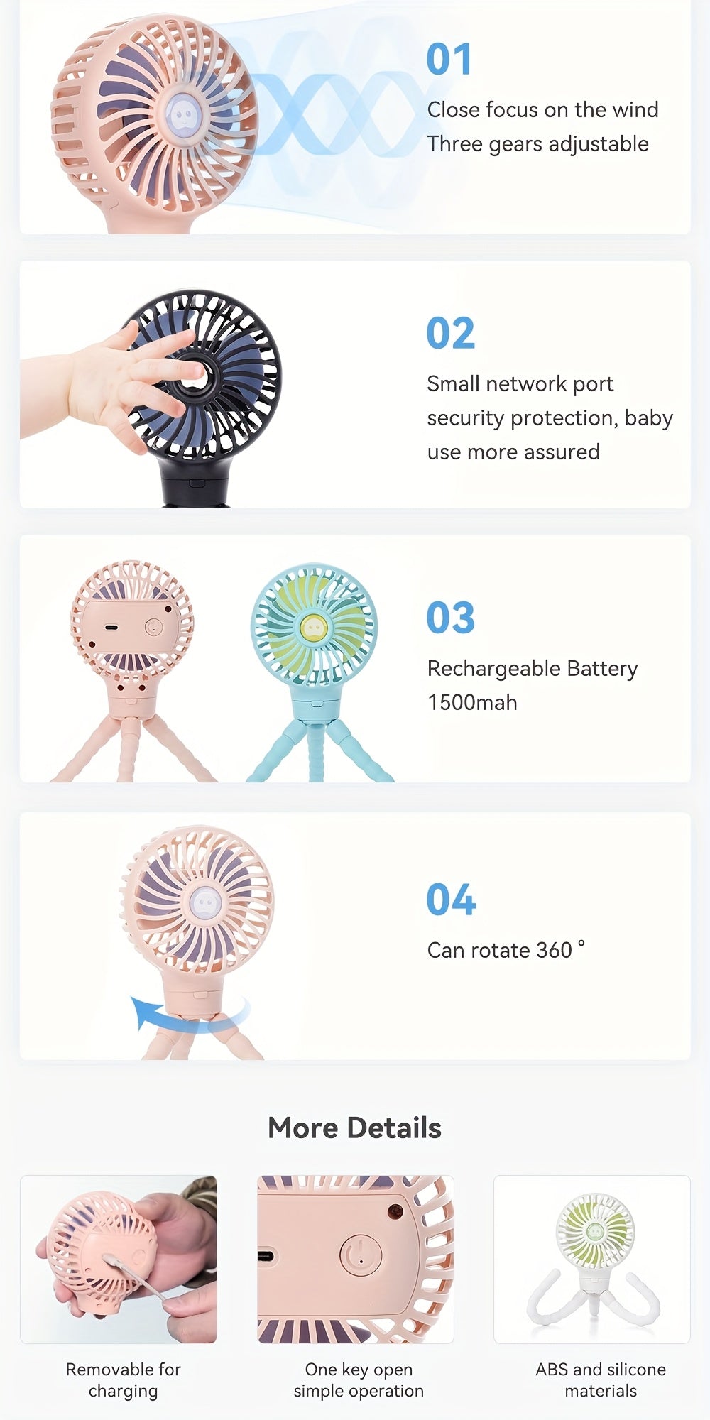 Booqiboy'S Adorable Octopus Fan Is Crafted from Silicone, Making It Safe for Skin. It Features a Flexible Tripod Clip, Offers Three Speed Options, And Can Be Used As a Handheld Fan. This Battery-Operated Device Is Detachable