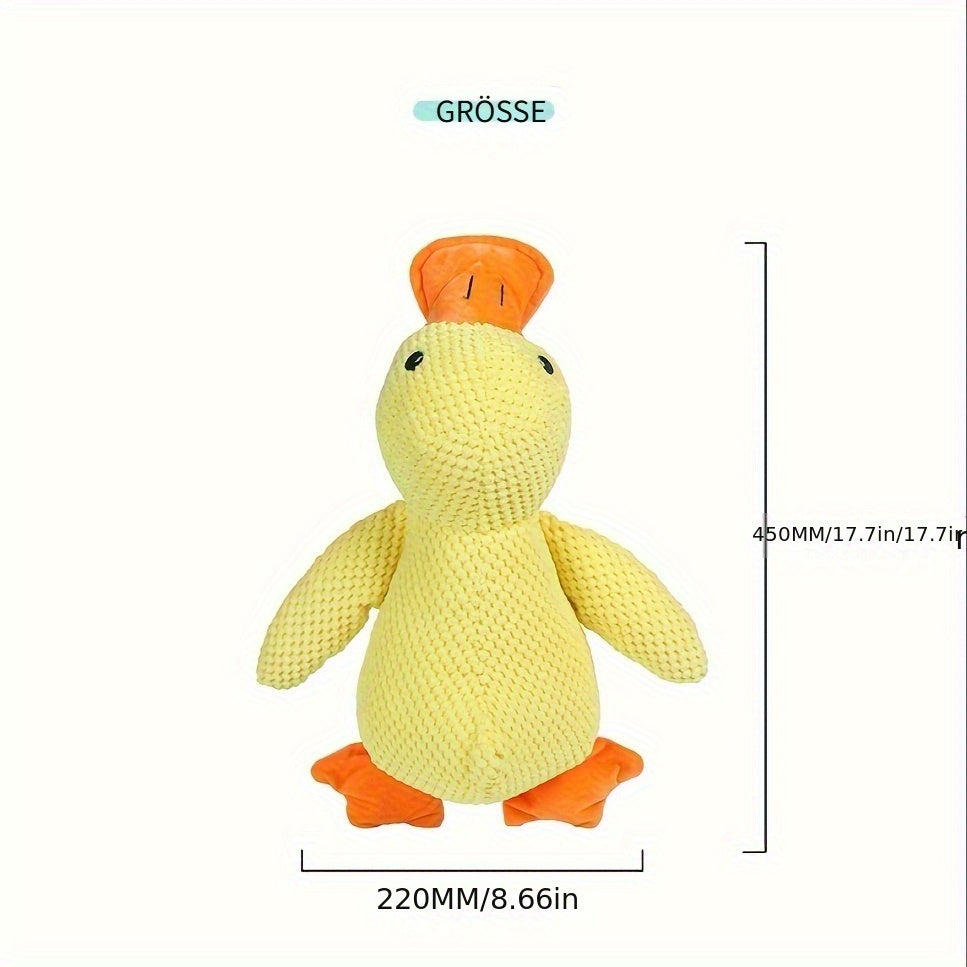 Heavy-Duty Plush Chew Proof Duck - SweetS Large Dog Chew Toy - Interactive Squeaker - No Batteries Needed - Safe for Aggressive Chewers - For Puppies & Adult Dogs - Teeth Cleaning - Ideal for Golden Retrievers, Corgis, Cats -