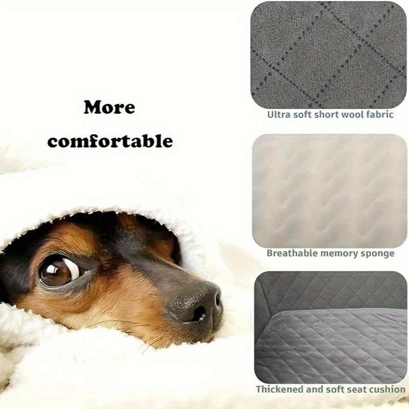 Memory Foam Dog Seat | Comfortable Car Dog Seat for Two Small Dogs or Large Dog up to 55lbs with Side Pockets and 3 Clip-on Safety Leashes, Plush Material, 30in x 19in