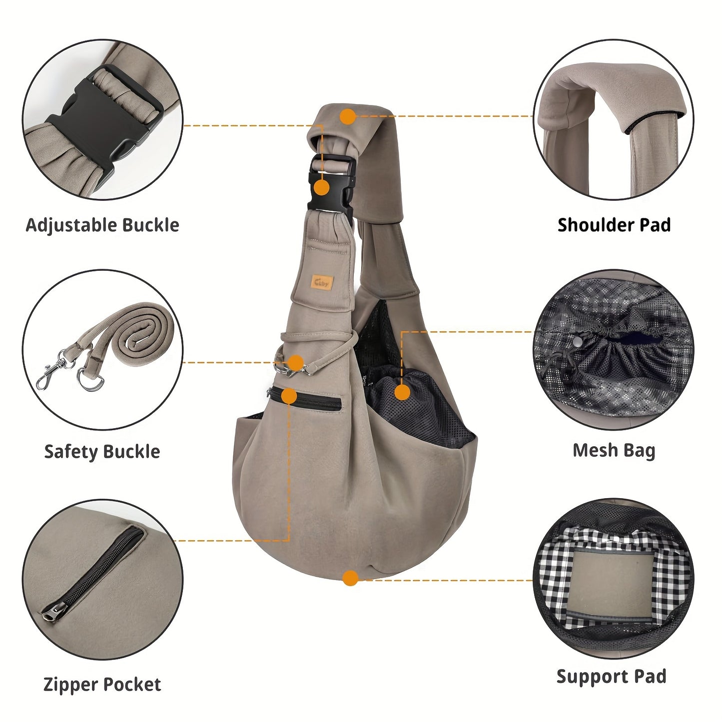 Pet Shoulder Carrier Sling Cuby Brand: Adjustable Dog Cat Padded Hard Bottom Soft Carrying Bag - Comfortable And Convenient Pet Travel Bag