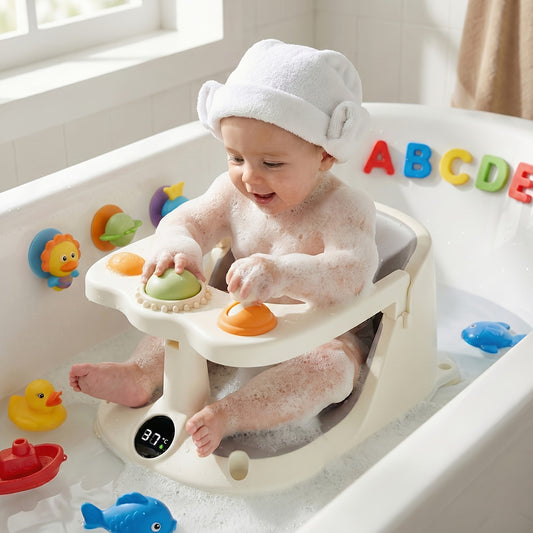 Bath Seat for Sitting Babies, Designed for Babies And Children to Ensure Safety During Bathing And Showering. Suitable for Infants Aged 6 Months And Older, This Non-Slip Chair Features Suction Cups And a Soft Cushion.