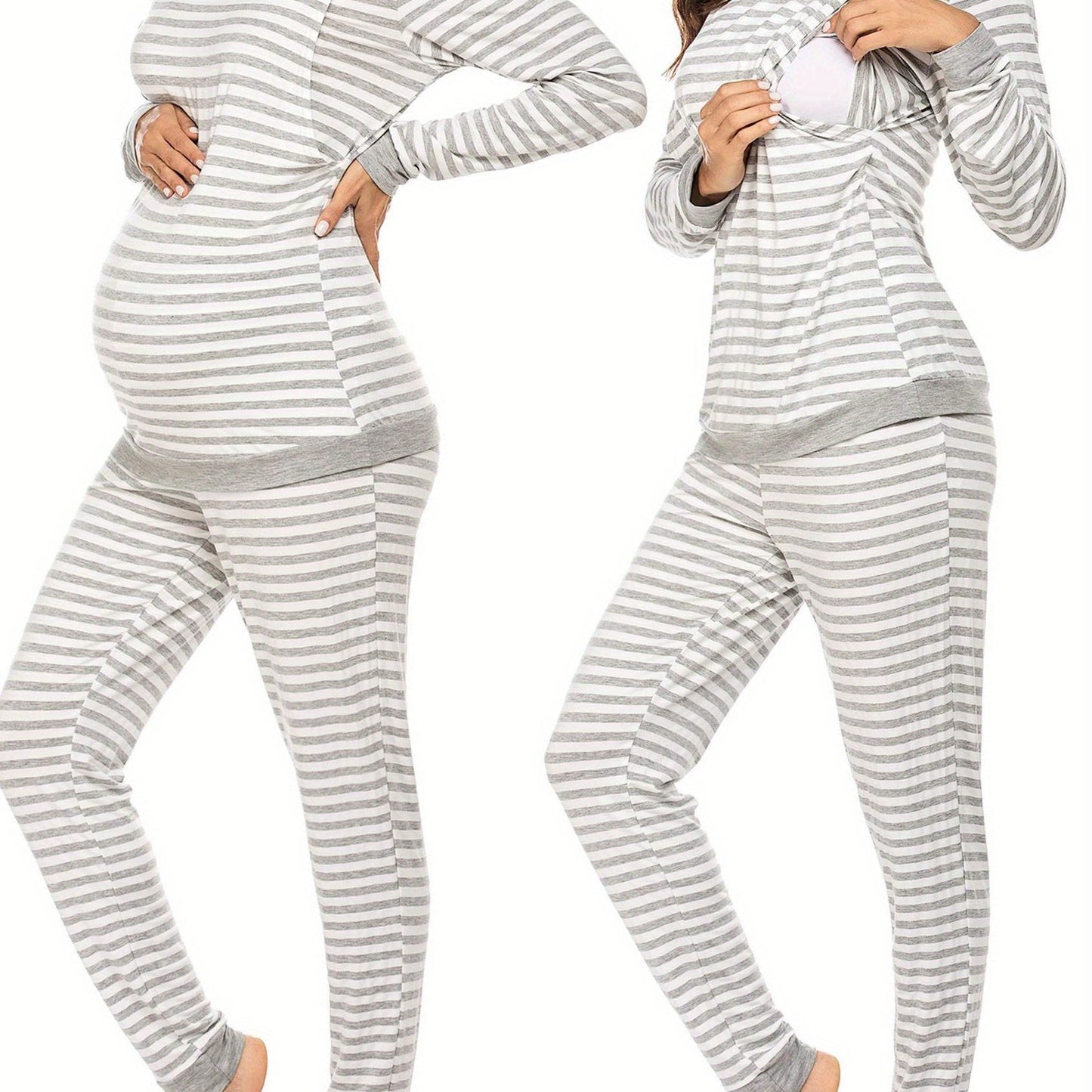 Nursing Pajama Set: Long Sleeve Maternity Sleepwear