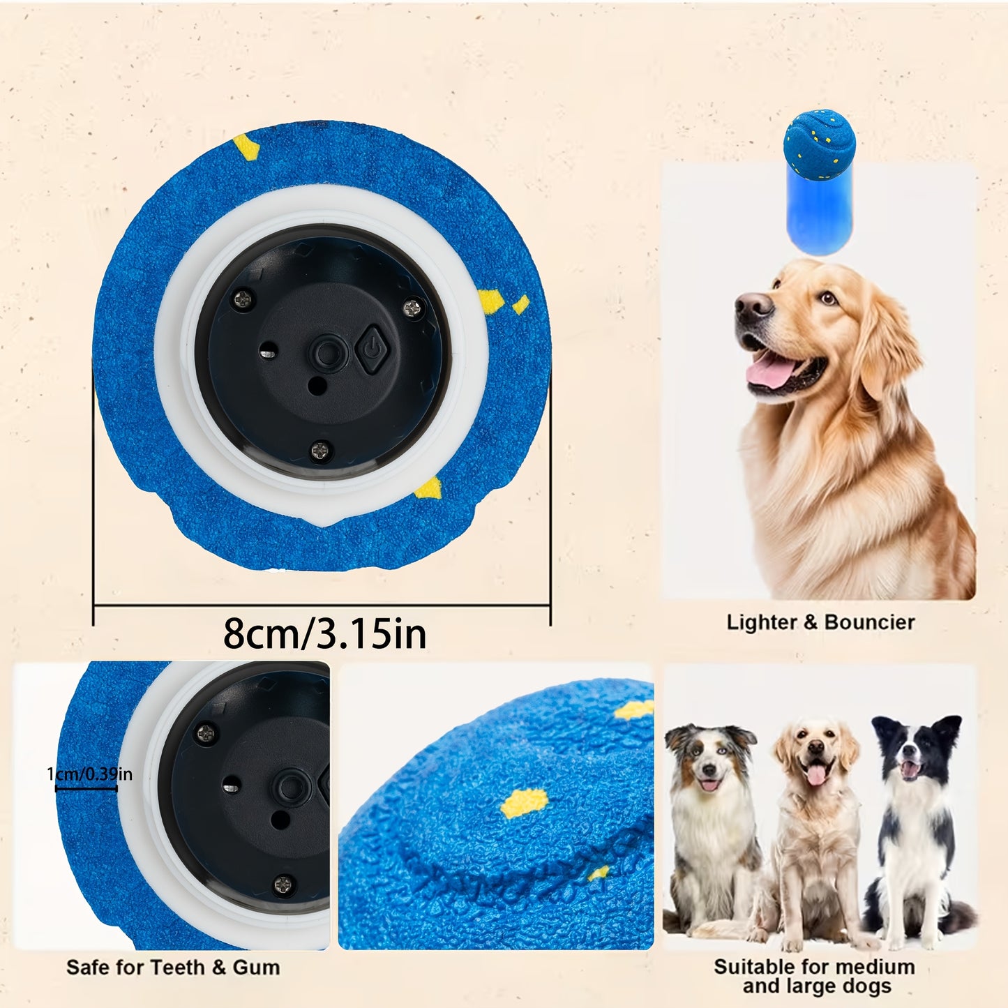 Large Interactive Smart Dog Ball Toy for Medium & Large Dogs | Automatic Moving Rotating Bouncing, Random Rolling Jumping, E-TPU Chew Resistant, Long Battery Life, With Charging Cable & Manual, Ideal for Wooden Floors, Tiles,