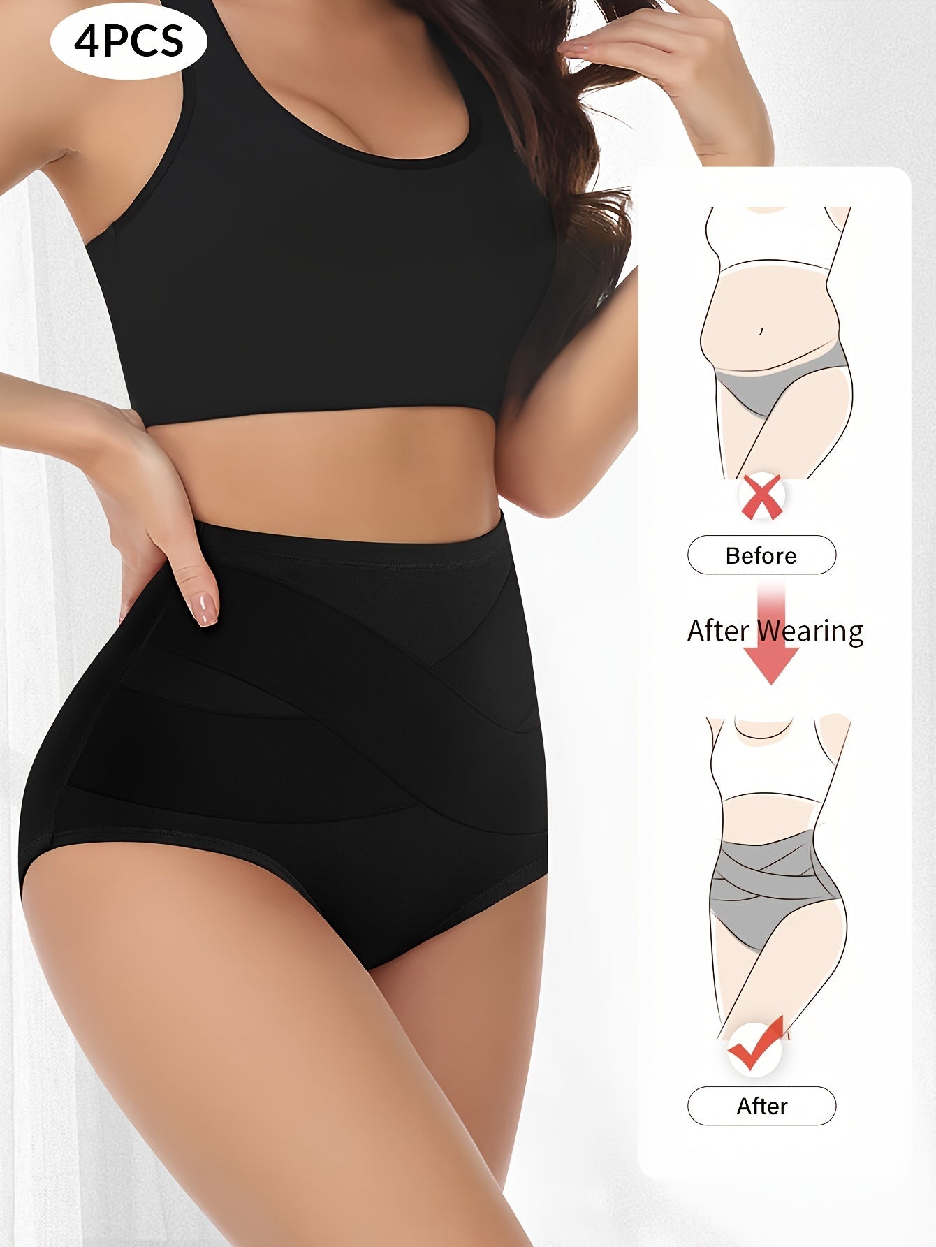 4pcs Women'S Underwear, High Waisted Underwear for Women Ladies Panties Postpartum Briefs