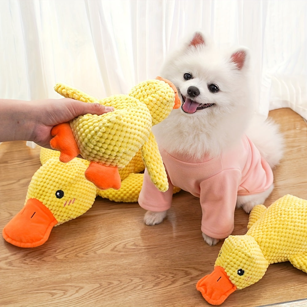 Heavy-Duty Plush Chew Proof Duck - SweetS Large Dog Chew Toy - Interactive Squeaker - No Batteries Needed - Safe for Aggressive Chewers - For Puppies & Adult Dogs - Teeth Cleaning - Ideal for Golden Retrievers, Corgis, Cats -