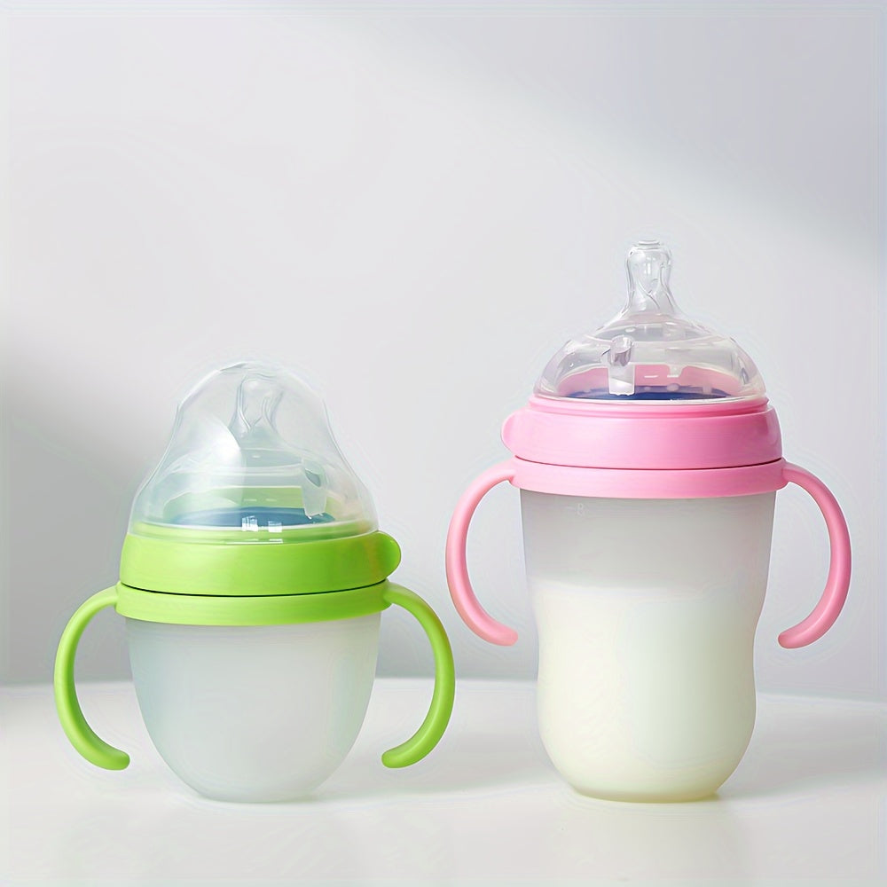 Silicone Baby Bottles for Newborns, Featuring Straws And Gravity Balls, Includes Two Replacement Nipples