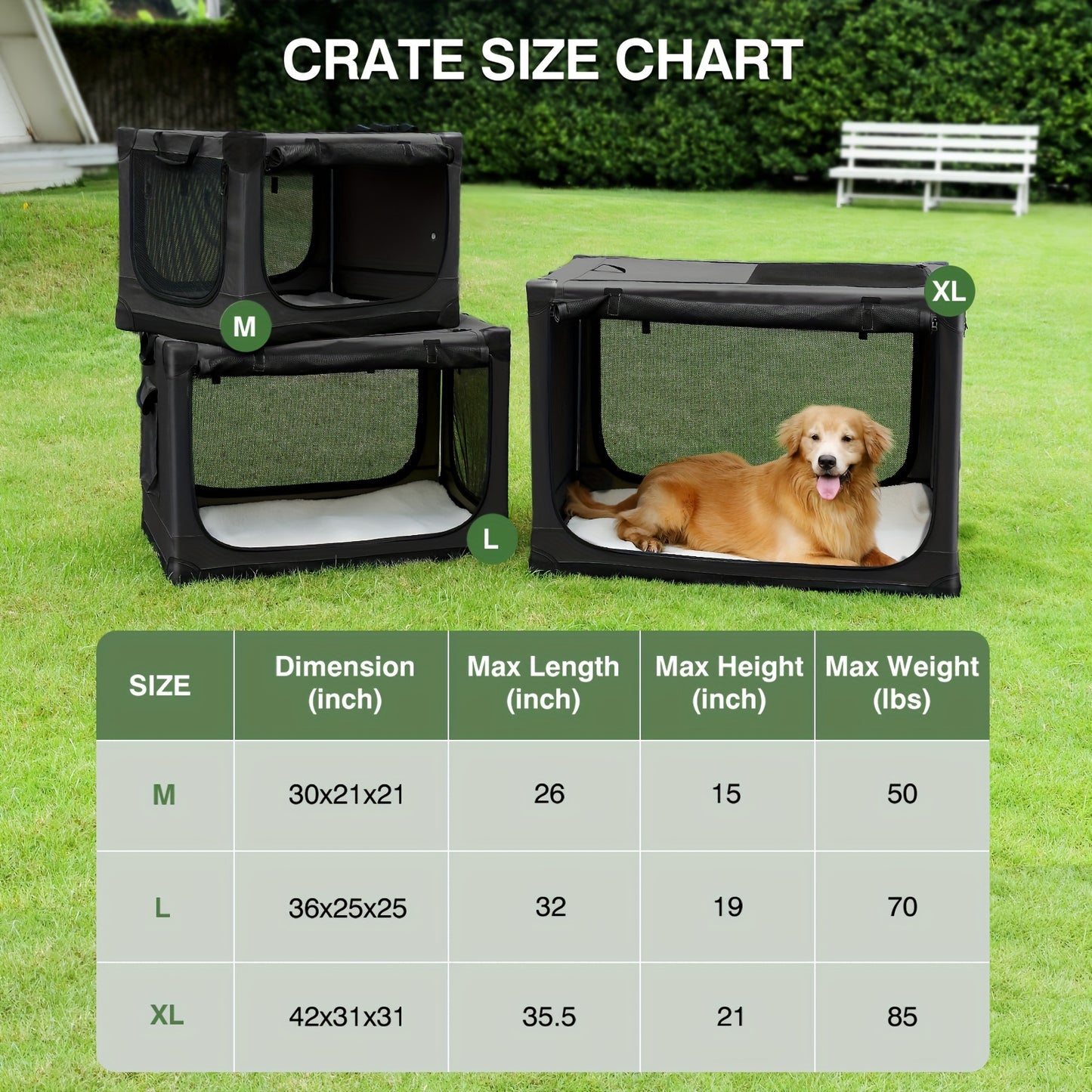 30/36/42 Inch Collapsible Travel Dog Crate, Halloween Or Christmas Gift, for Medium Large Dogs, Portable Dog Crate 4-Door Foldable Soft Kennel with Chew-Proof Mesh Windows for Indoor & Outdoor Travel, with Storage Bag (black)