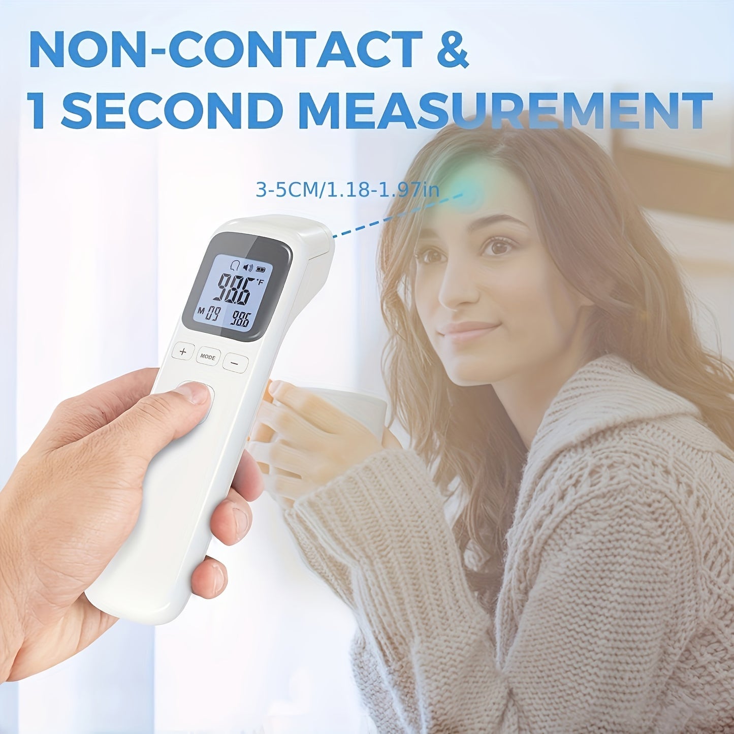 CHANG KUN 1pc No-Touch Digita Thermometer For All Ages, With Fever Alarm, 1 Second Fast Result, High Quality, Portable