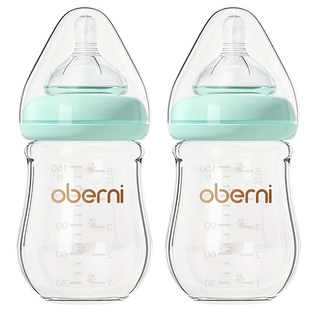 Oberni Glass Baby Bottles, 4.06oz/5.07oz Newborn Feeding Bottle For 0+ Months, BPA & BPS-Free, Baby Breastfeeding Milk Bottle With Slow Flow Nipple, Anti-Colic, Easy To Clean