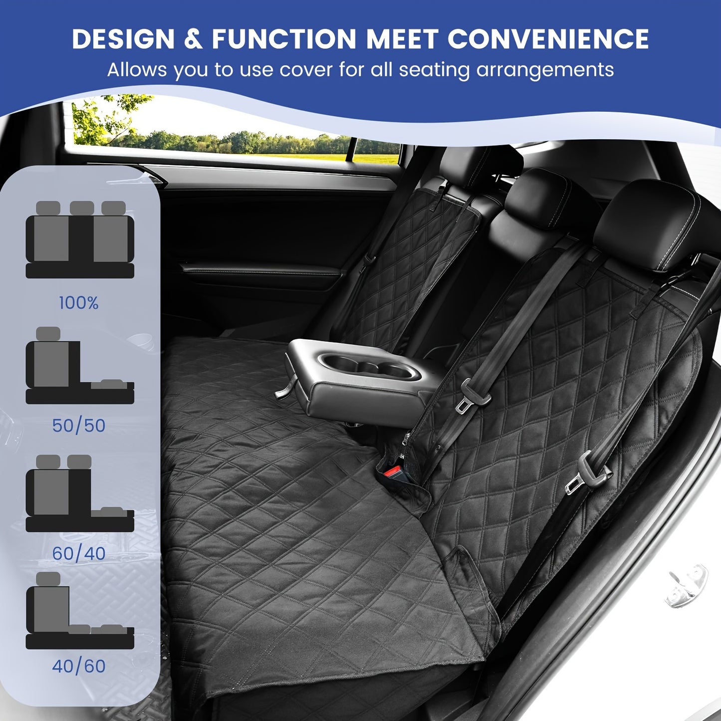 Heavy-Duty Black Car Seat Covers for SUVs & Trucks - Quilted Fabric, Easy to Clean, Pet & Youngsters Mess Protection, Adjustable Straps, Allmess Seat Cover|Quilted Seat Cover|Durable Fabric Cover
