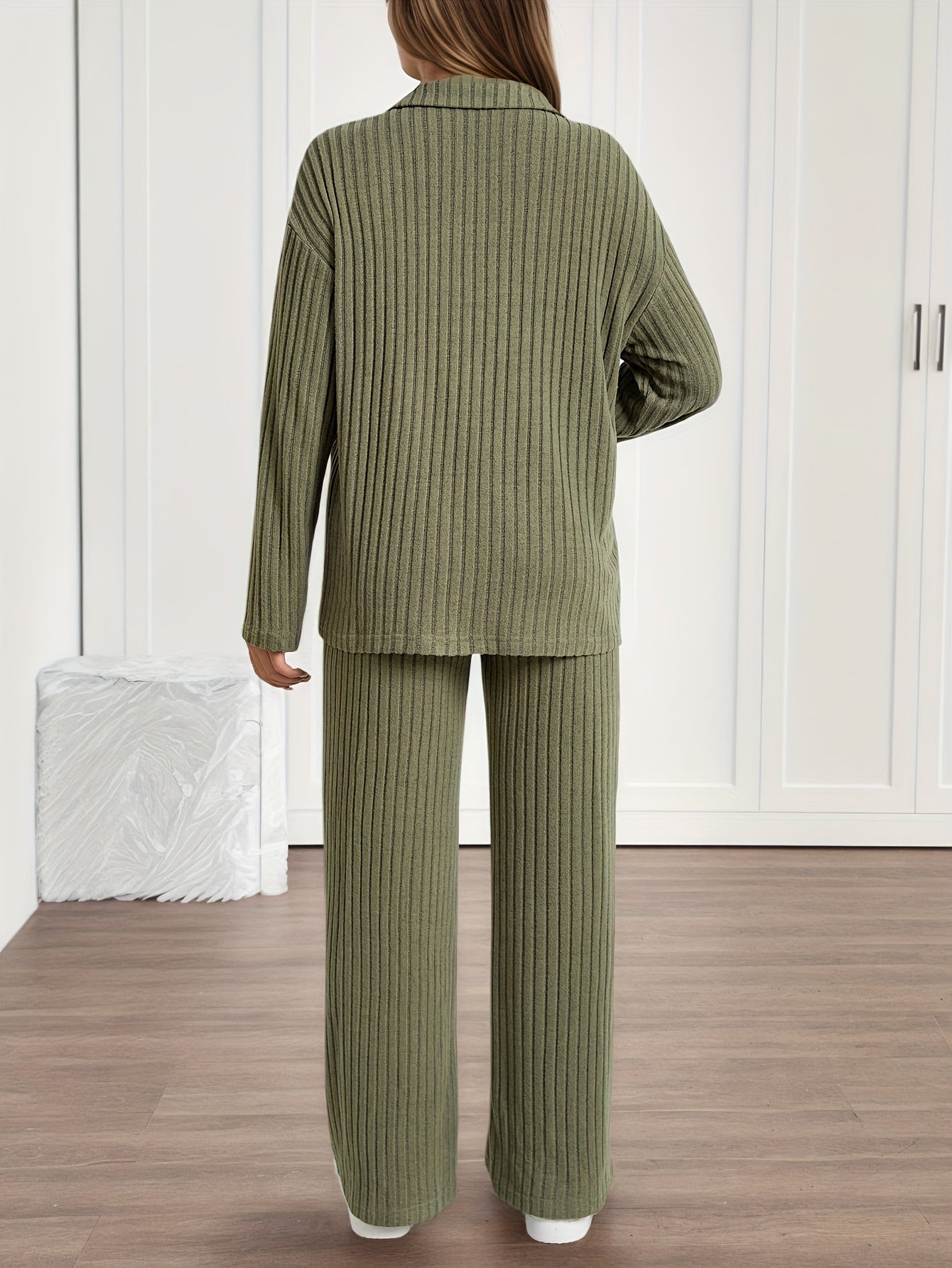 Maternity Loose-Fitting Shirt with Long Sleeves And Adjustable Waistline Straight Pants Set, Autumn