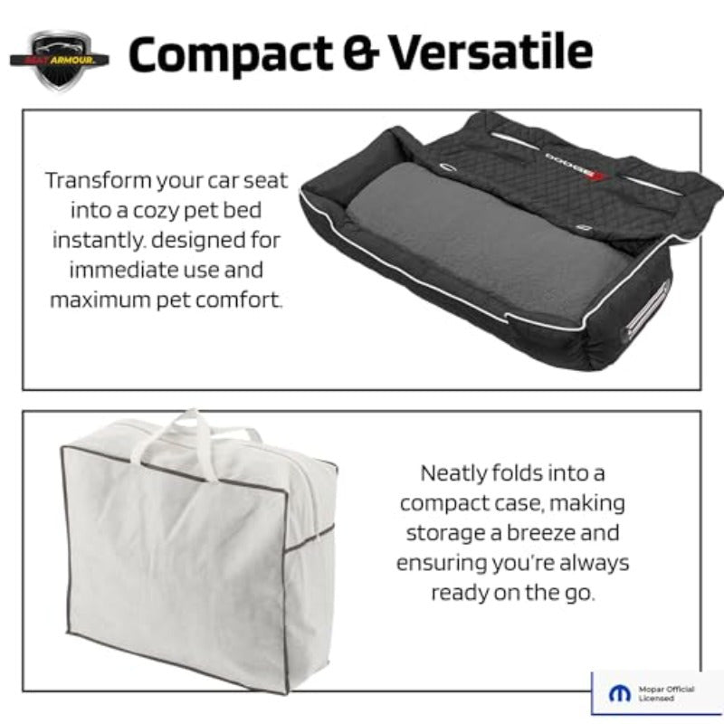 - Dodge PetBed2GO Black Large Pet Bed Cushion and Car Seat Cover 52x20x7 6lbs