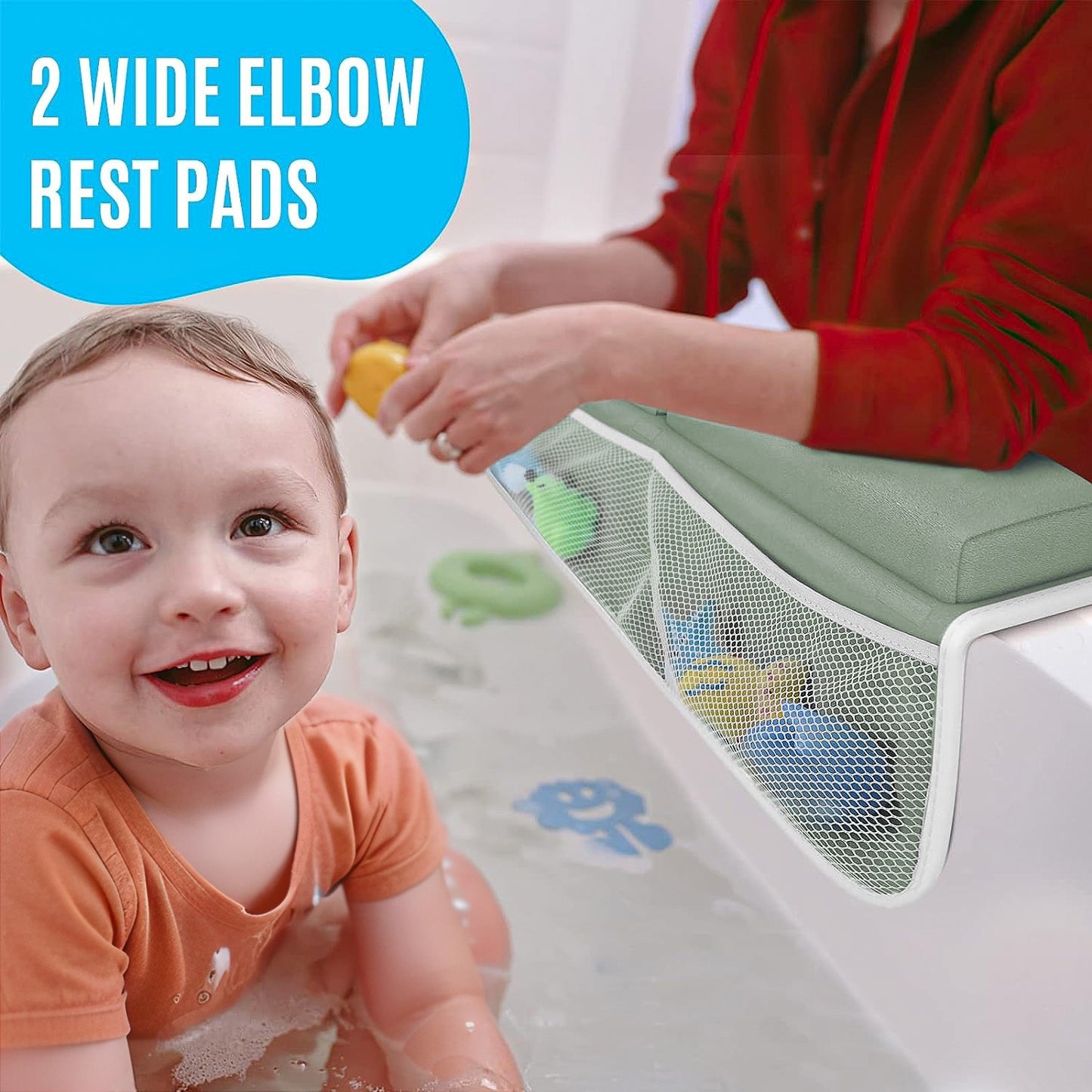 Foam Mat for Parents to Kneel And Rest Elbows While Bathing Their, Featuring Organizer Pockets, Suitable for Large Bathtubs, Quick-Drying, And Non-Slip for Bathing