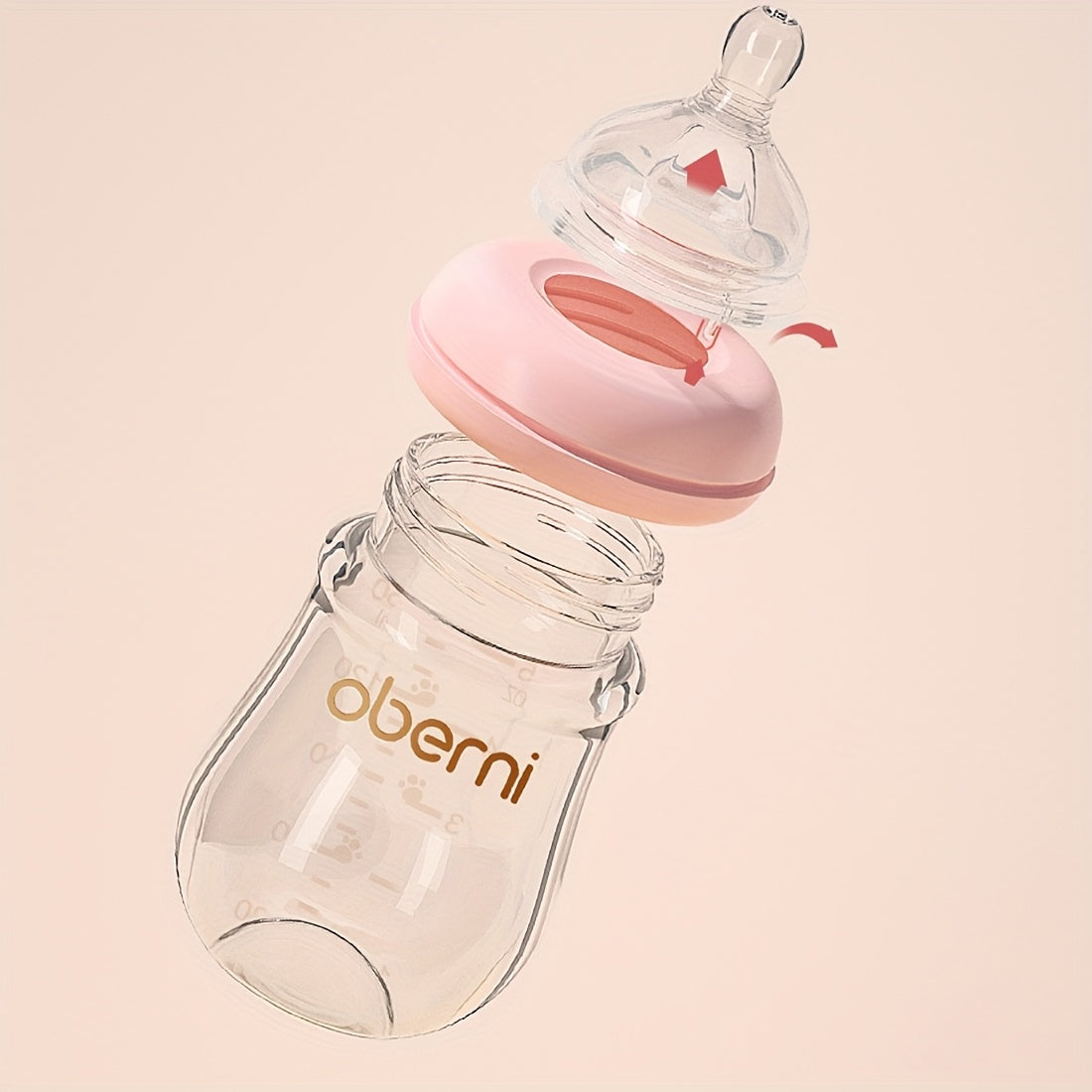 Oberni Glass Baby Bottles, 4.06oz/5.07oz Newborn Feeding Bottle For 0+ Months, BPA & BPS-Free, Baby Breastfeeding Milk Bottle With Slow Flow Nipple, Anti-Colic, Easy To Clean