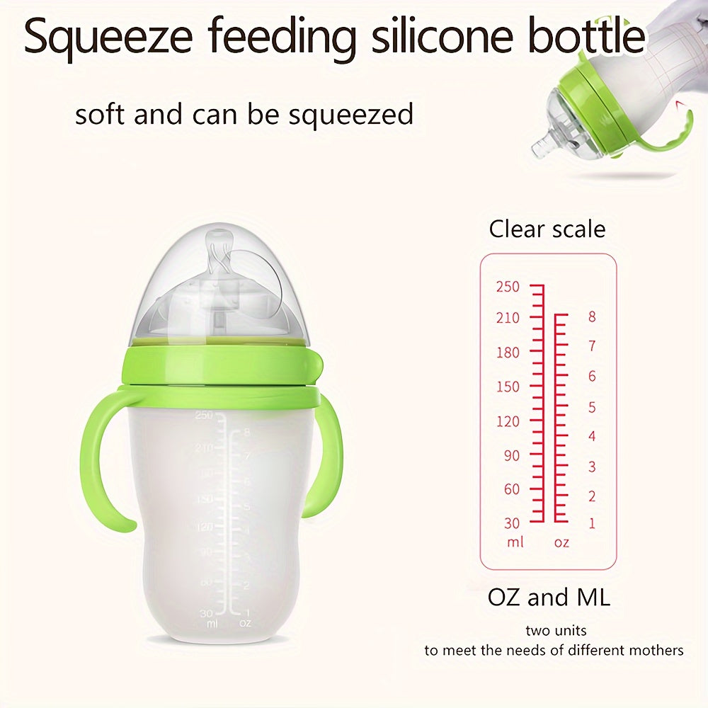 Silicone Baby Bottles for Newborns, Featuring Straws And Gravity Balls, Includes Two Replacement Nipples