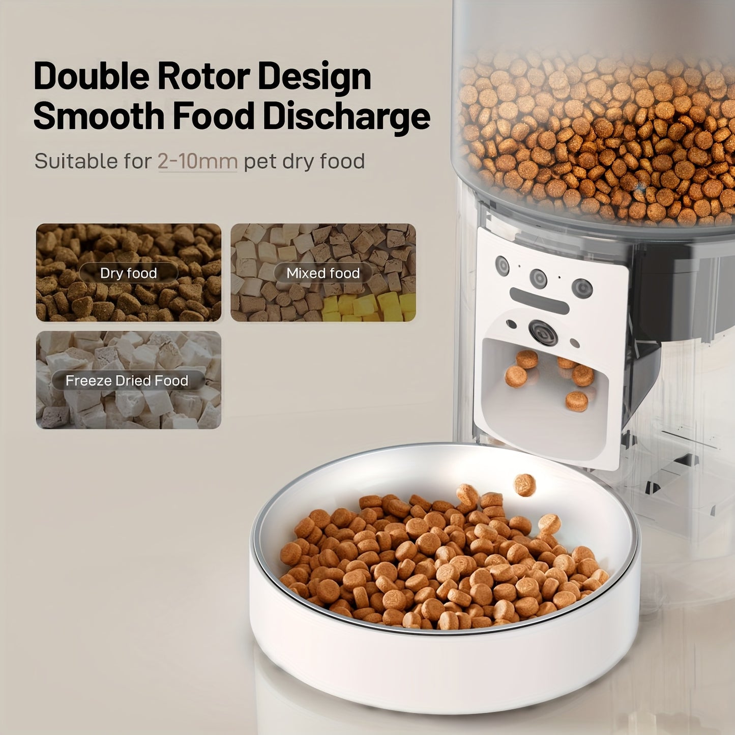 Smart Automatic Pet Feeder with WiFi Camera, Smart for cat Feeder Automatically, 1296P FHD Video Night Vision, Voice Recording, App Control, Stainless Steel Bowl, 5G And 2.4G Wi-Fi, Pet Dry Food Dispenser for Cats And Dogs, A