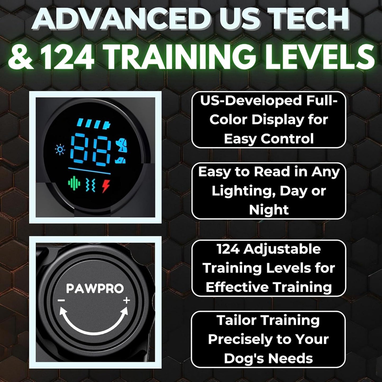 PAWPRO Dog Training Collar with Remote, XXL 4-Mile Unmatched Range for Maximum Control, Night-Light Mode for Safety & Visibility, 124 Adjustable Levels & 4 Safe Training Modes (Beep, Vibration, Shock, Night-Light), Free Exper
