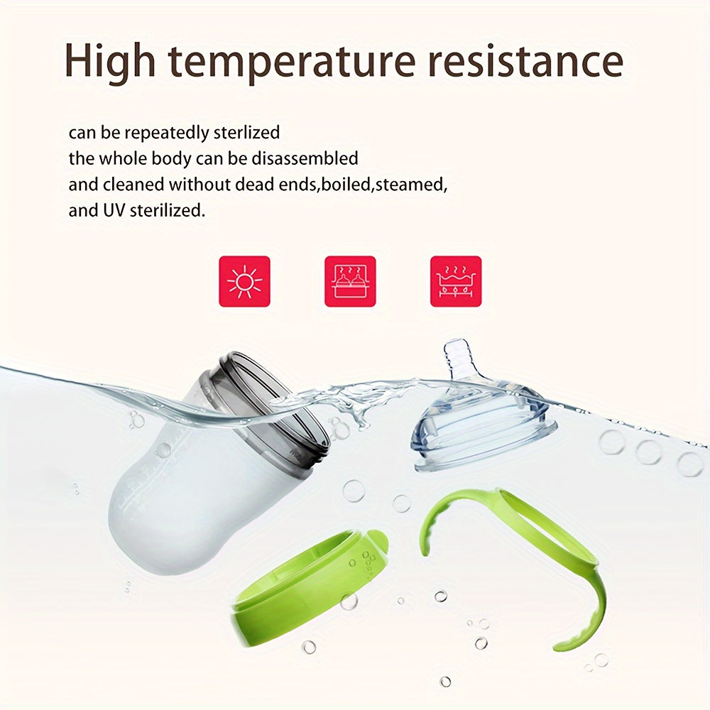 Silicone Baby Bottles for Newborns, Featuring Straws And Gravity Balls, Includes Two Replacement Nipples