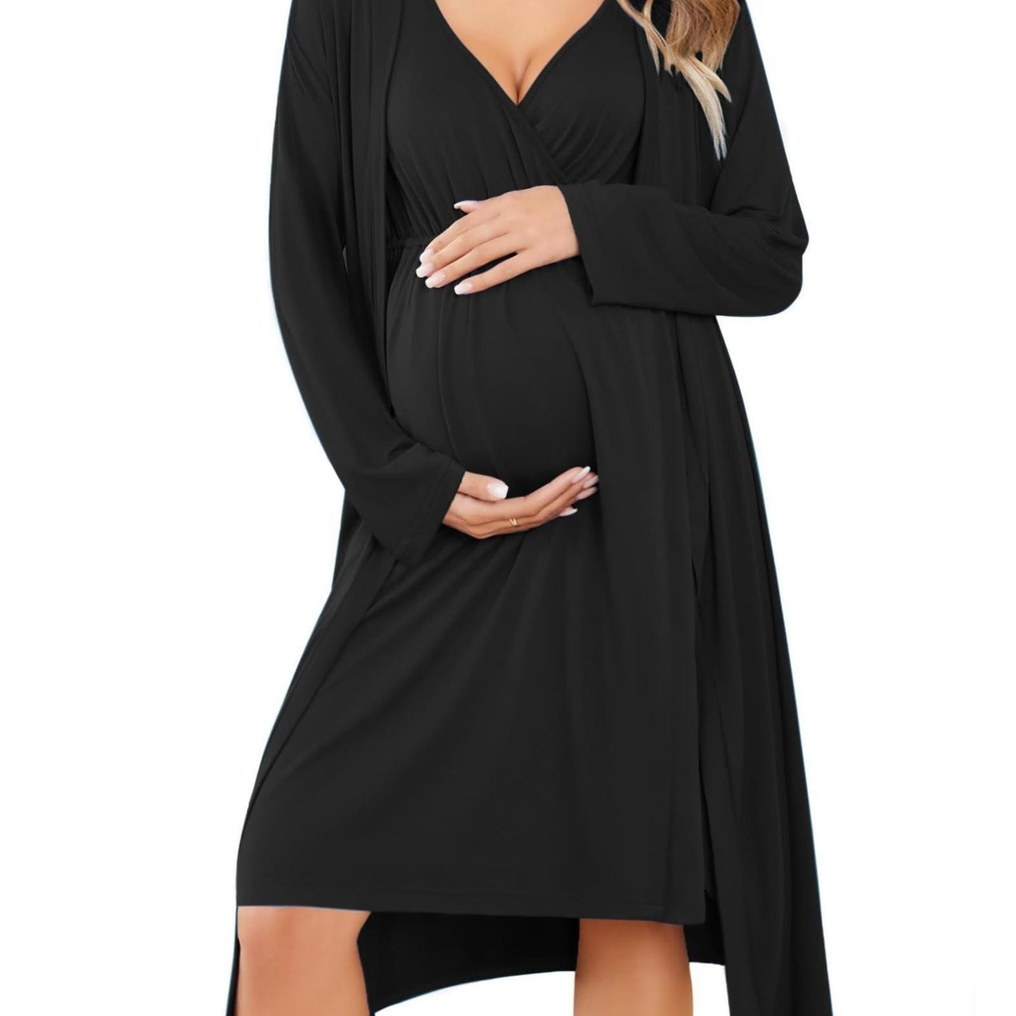 Nursing Maternity Gown and Robe Set Labor Delivery Nursing Nightgowns for Breastfeeding Pregnancy Clothes