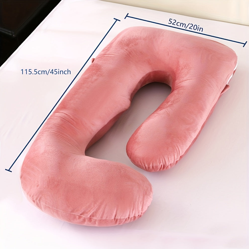 41" Compact J-Shaped Pregnancy Pillow with Removable Velvet Pillowcase - Ergonomic Belly & Hip Support for Side Sleepers, Breathable Memory Foam, Machine Washable Luxury Velvet Design - Ideal Gift for Expectant Mothers, Mater