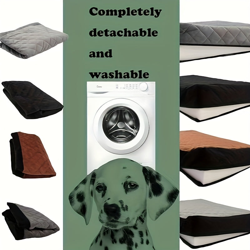 Memory Foam Dog Seat | Comfortable Car Dog Seat for Two Small Dogs or Large Dog up to 55lbs with Side Pockets and 3 Clip-on Safety Leashes, Plush Material, 30in x 19in