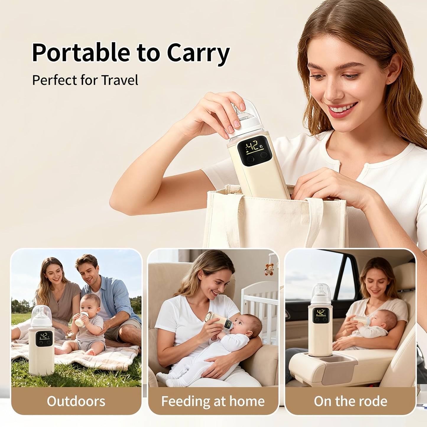 A Mobile Device for Warming Bottles, Ideal for Both Breast Milk And Formula. This Portable Feeding Heats Breast Milk Without The Need for Water. It Features a Rechargeable 6000 Mah Battery And a Digital Display