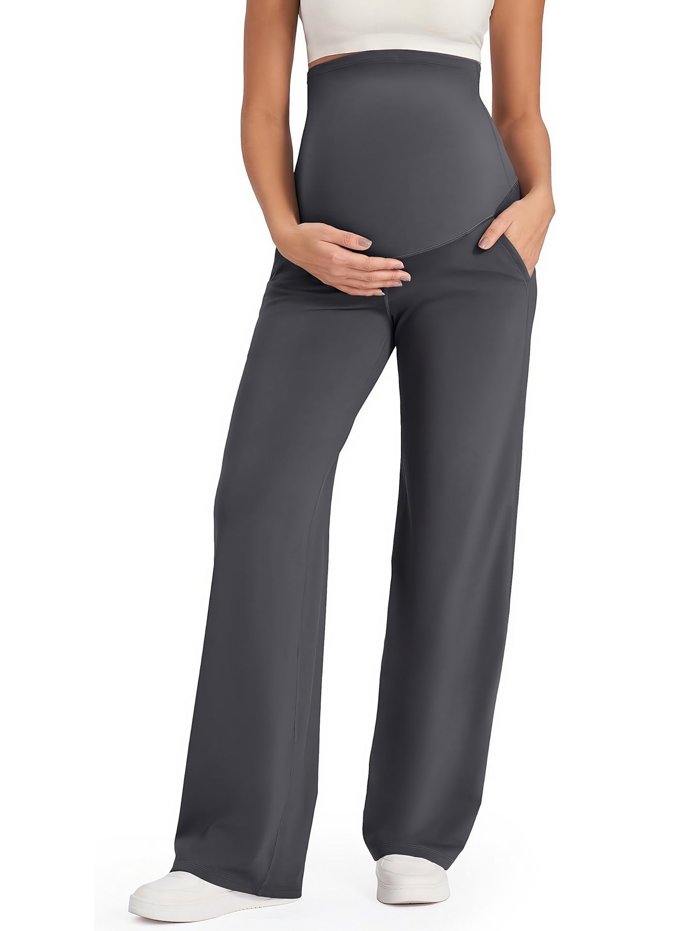 Maternity Comfortable Trousers Designed for Fall And Winter, Featuring Belly Support, Ideal for Outdoor Activities, with a Relaxed Wide-Leg Fit