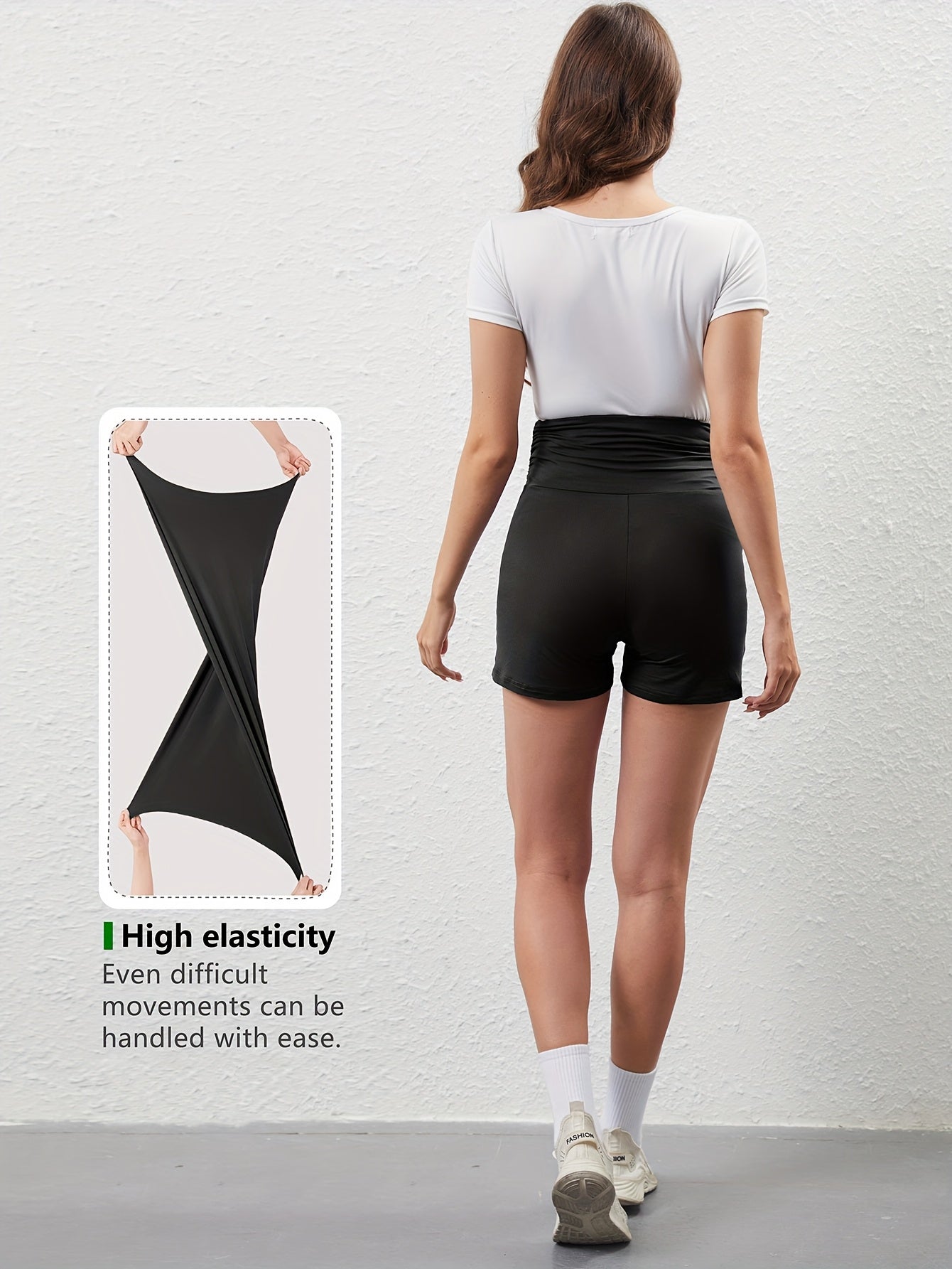 Maternity Shorts, soft and comfortable Lounging Sports Jogging Pants with Pockets, High Elastic Fashionable Wear 3pcs Set