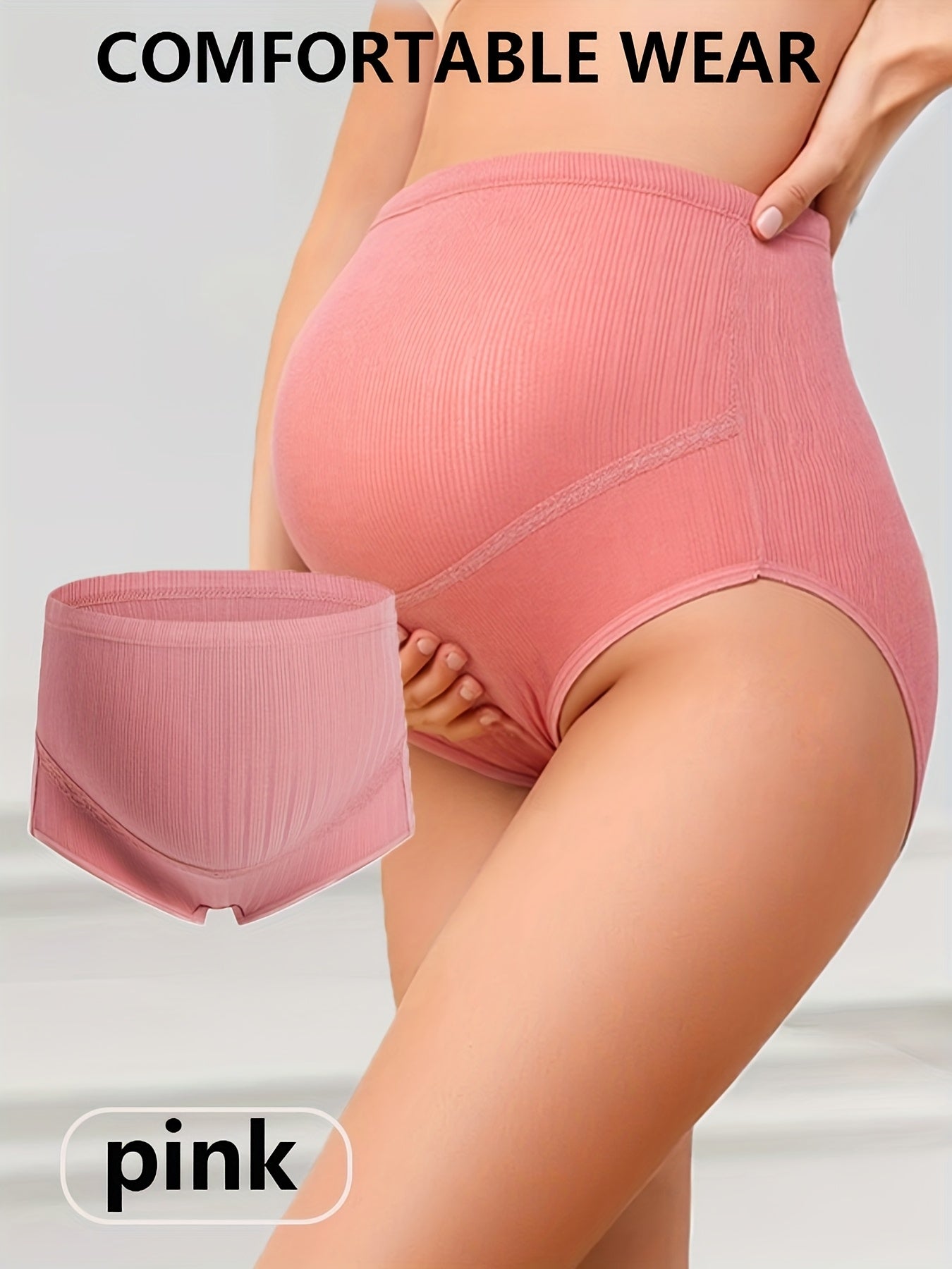 Maternity Solid Color Briefs with Elastic Mid-Rise Design - 8pcs