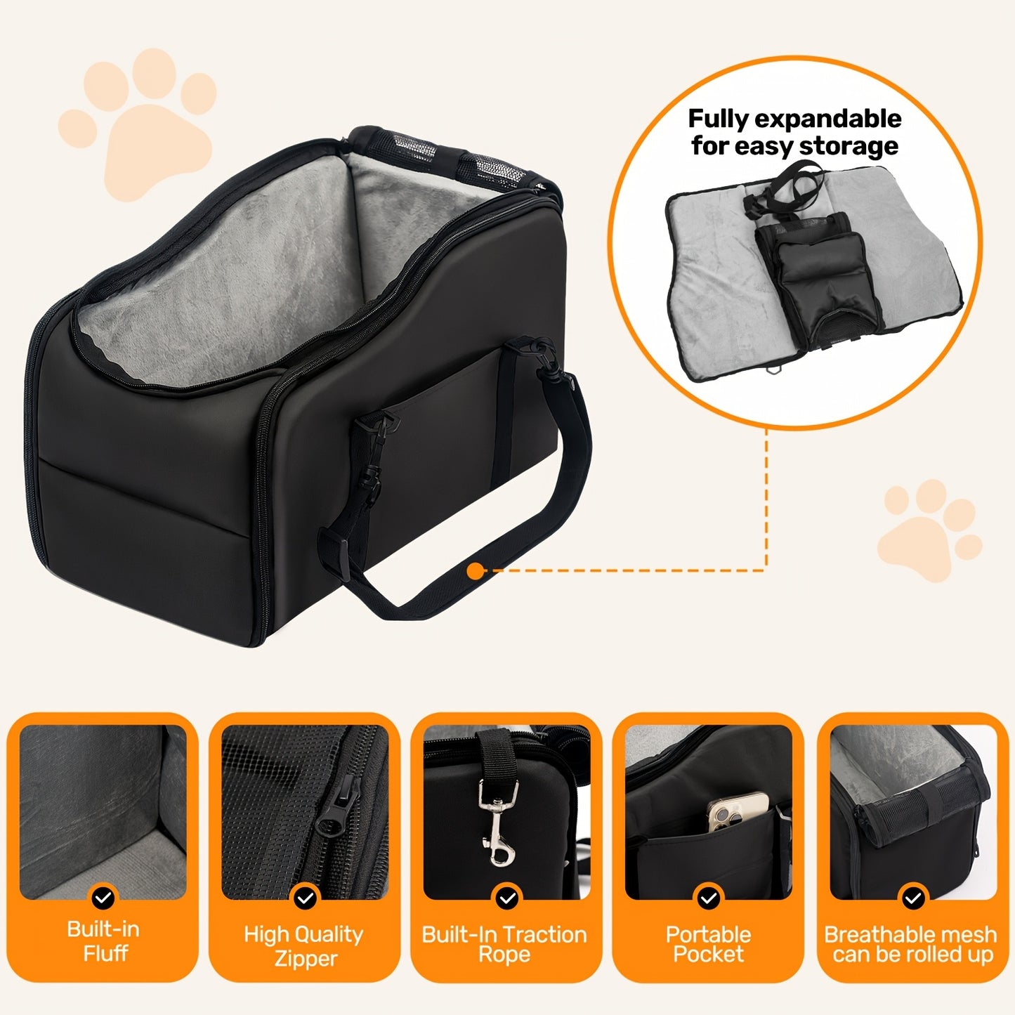 Pet Booster Seat for Cars, Dog Car Carrier with Safety Harness, Central Control Pet Nest, Portable Travel Vehicle Pet Bed for Small Dogs, Cats Easy-Clean & Sturdy Construction | Ideal Gift for Pet Owners
