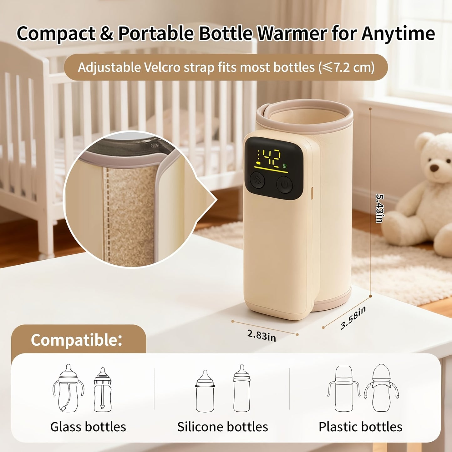 A Mobile Device for Warming Bottles, Ideal for Both Breast Milk And Formula. This Portable Feeding Heats Breast Milk Without The Need for Water. It Features a Rechargeable 6000 Mah Battery And a Digital Display