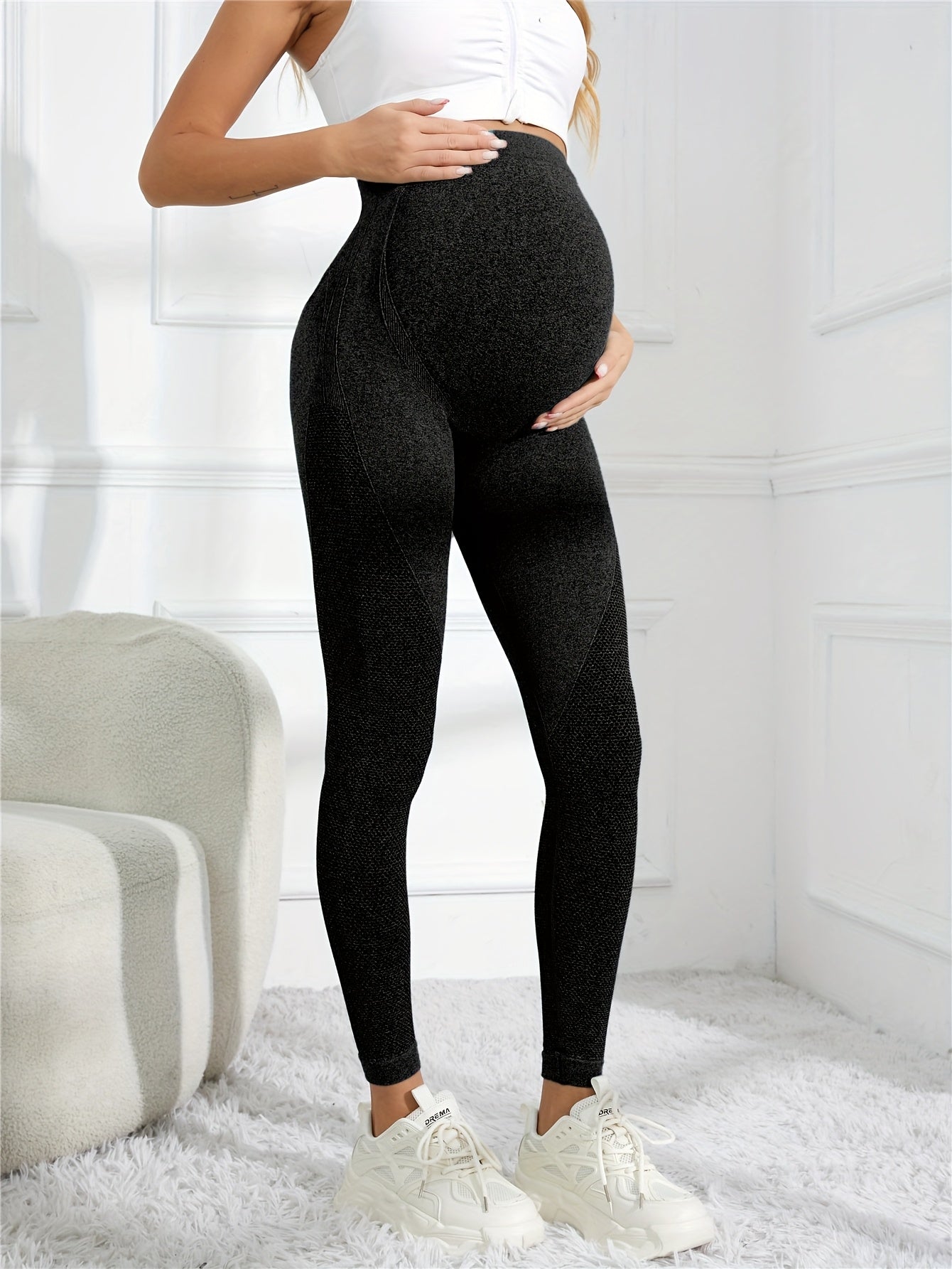 Maternity Yoga Pants High Elasticity High Waist Tummy Control Moisture-Wicking Quick-Dry for Women