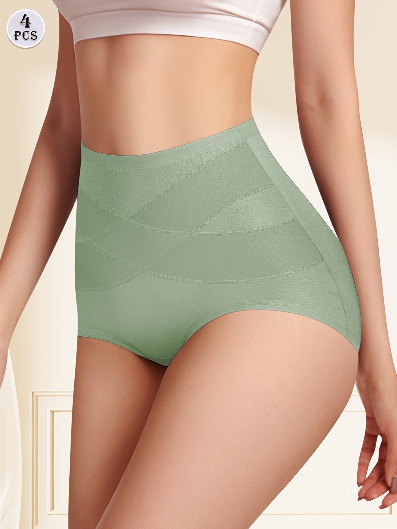 4pcs Women'S Underwear, High Waisted Underwear for Women Ladies Panties Postpartum Briefs