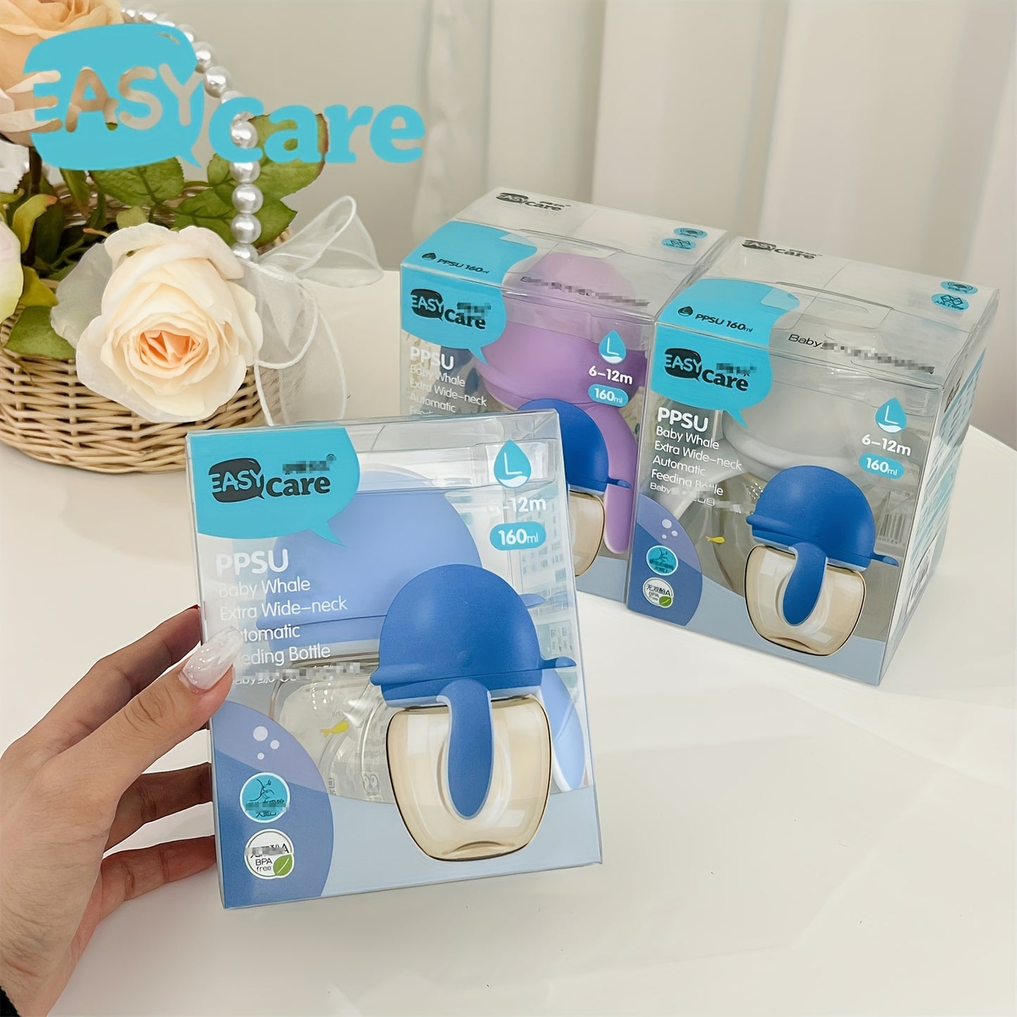 6pcs EASYCARE Wide-Mouth Baby Bottle, 236.22-472.44inch Nipple, 160ml/5.6oz PPSU - Durable, Easy-Grip & Clean Sippy Cup & Straw Cup - Ideal for Baby Showers, Gender Reveals, Weddings Gifts