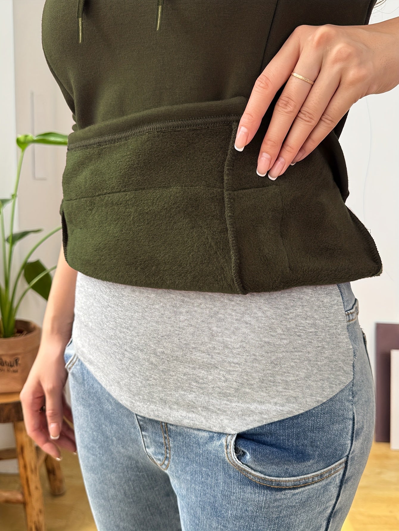 Nursing Hooded Sweatshirt Lined Thick Warm, Suitable for Pregnancy and Postpartum Nursing Period 1pc, Fall Winter