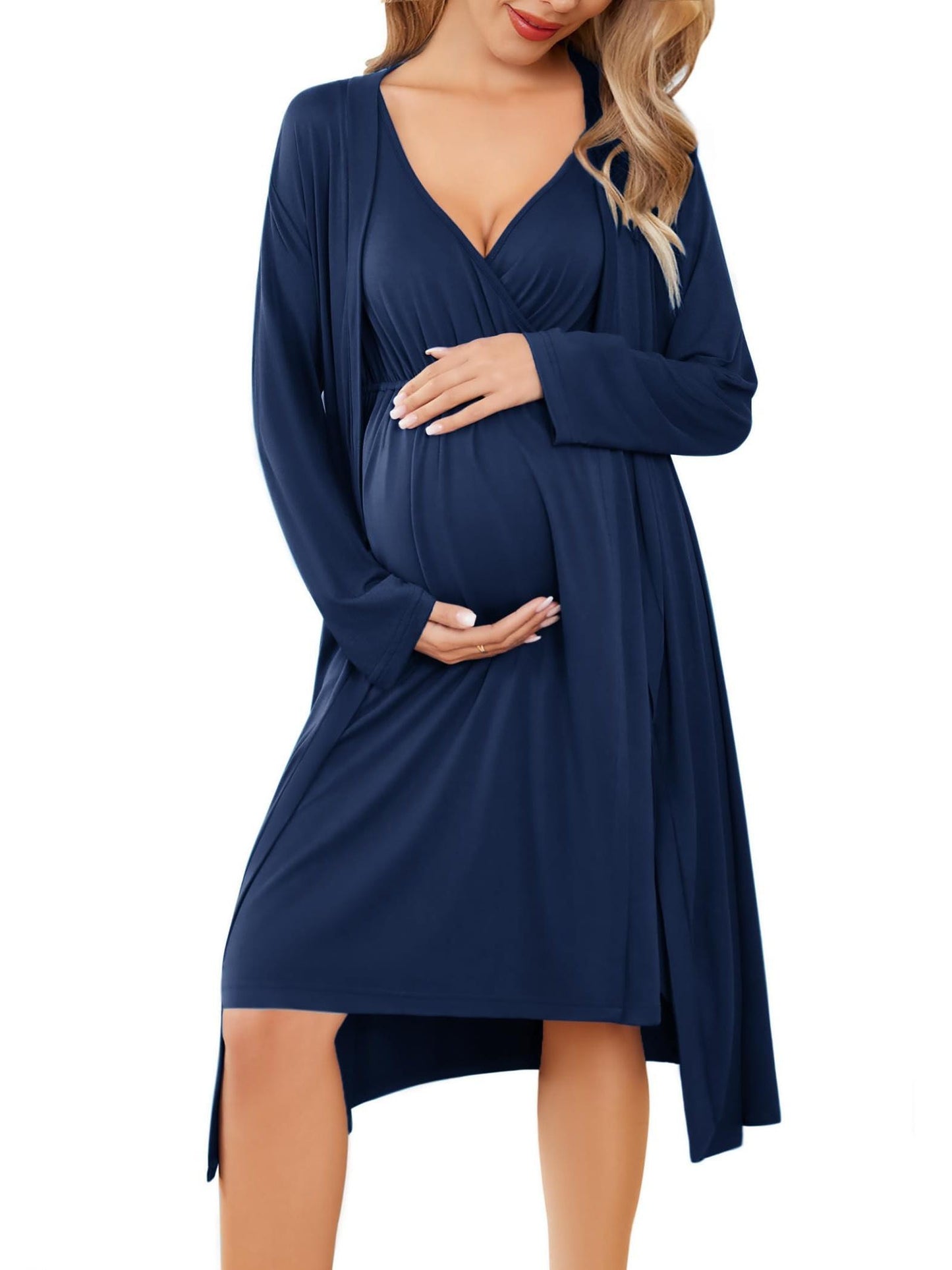 Nursing Maternity Gown and Robe Set Labor Delivery Nursing Nightgowns for Breastfeeding Pregnancy Clothes