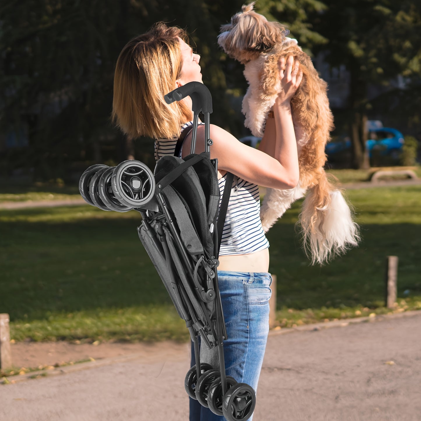 Wedyvko Travel Portable Dog Stroller, Pet Stroller for  Puppy Dogs & Cats, Up to 33 Lbs